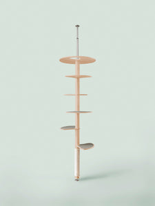 MYMIU, Design Kratzbaum, Katzenbaum, Katze, Katzenmöbel, Deckenspanner, Deckenhoch, gross, Echtholz, Vollholz, hochwertiger Luxus Katzenbaum, große Katzen, Maine Coons, Bengal Katzen, Cat, Cattree, Made in Germany, Katze kratzt, Ginkgo, Natur
