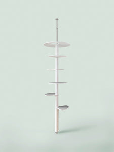 MYMIU, Design Kratzbaum, Katzenbaum, Katze, Katzenmöbel, Deckenspanner, Deckenhoch, gross, Echtholz, Vollholz, hochwertiger Luxus Katzenbaum, große Katzen, Maine Coons, Bengal Katzen, Cat, Cattree, Made in Germany, Katze kratzt, Ginkgo, weiss