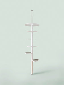 MYMIU, Design Kratzbaum, Katzenbaum, Katze, Katzenmöbel, Deckenspanner, Deckenhoch, gross, Echtholz, Vollholz, hochwertiger Luxus Katzenbaum, große Katzen, Maine Coons, Bengal Katzen, Cat, Cattree, Made in Germany, Katze kratzt, Ginkgo, weiss